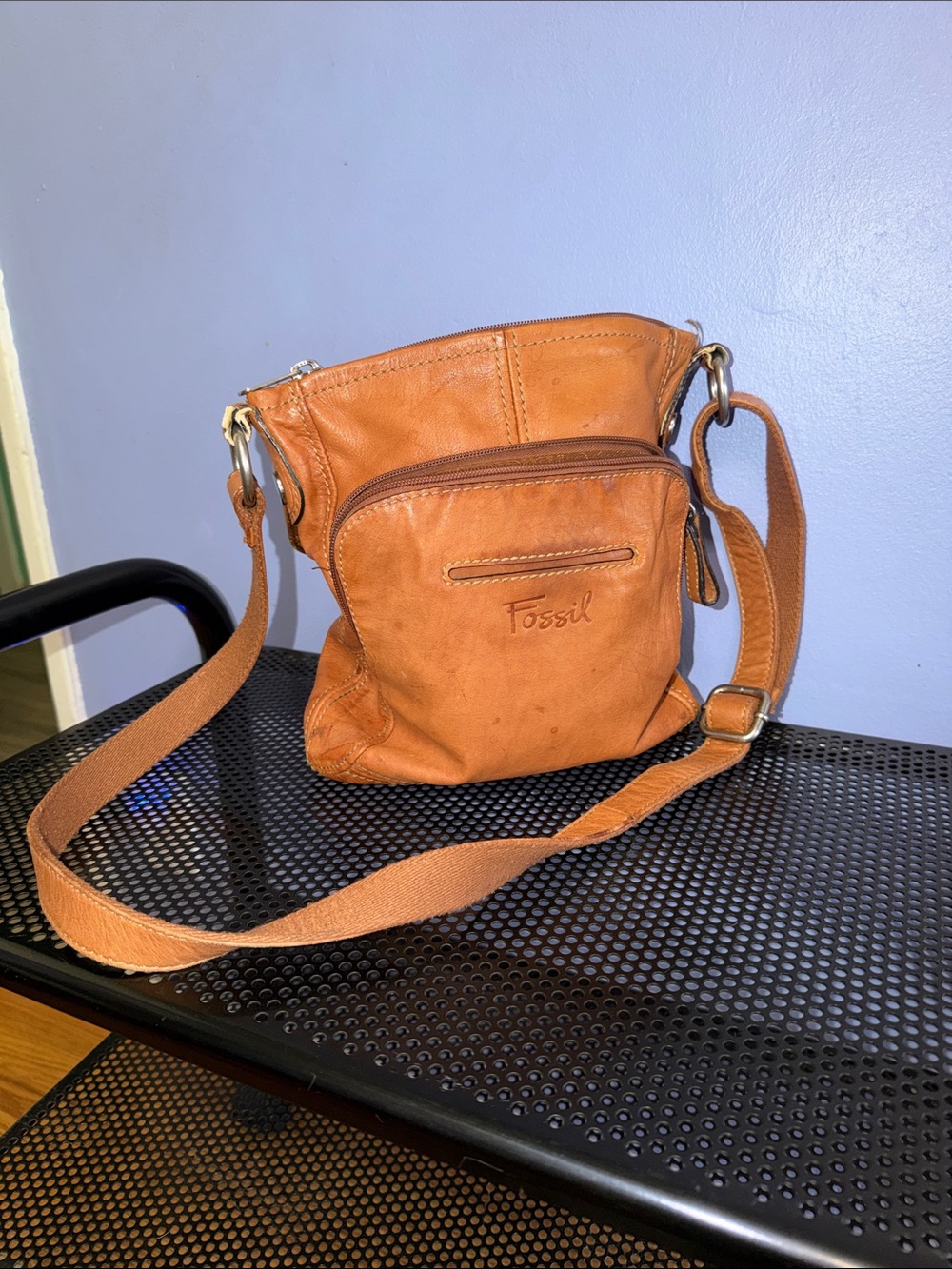 Fossil Cognac Leather Crossbody Bag